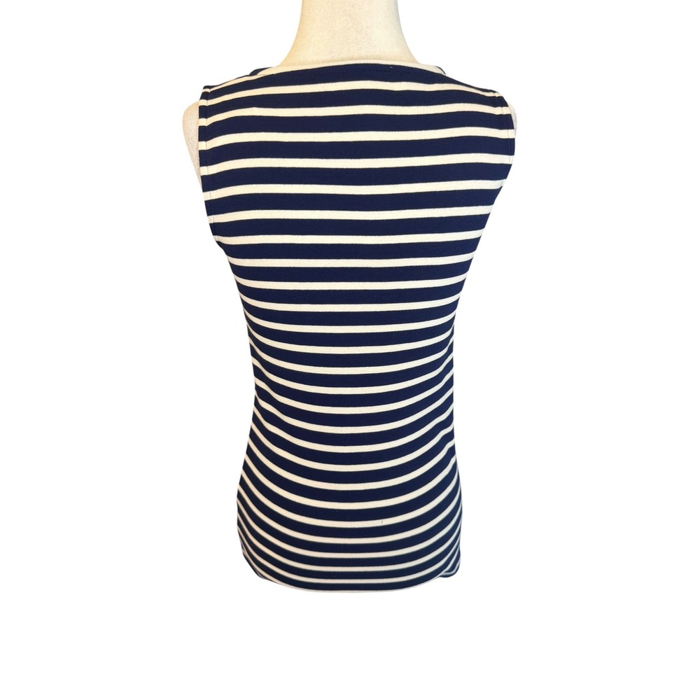 J. Crew Essential Tank Navy White Striped Cotton Sleeveless Top XS CQ465 NEW - Picture 3 of 7